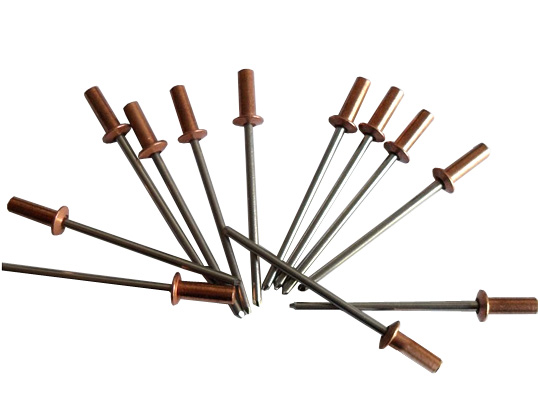 Copper rivets closed